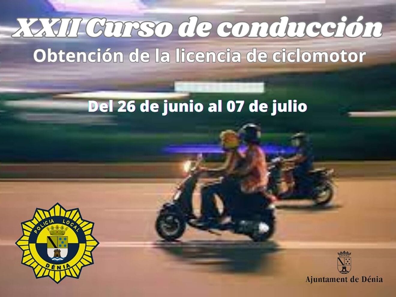 Anuncio del nuevo Curso de conducción de ciclomotor de Dénia