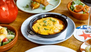 Gambas en salsa de ajo-crema ligeramente picante