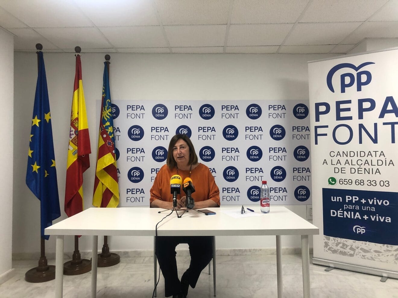 Pepa Font durante su comparecencia ante los medios