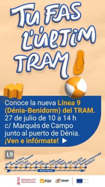 Cartel de la carpa informativa sobre el TRAM