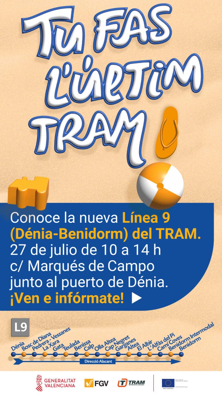 Cartel de la carpa informativa sobre el TRAM
