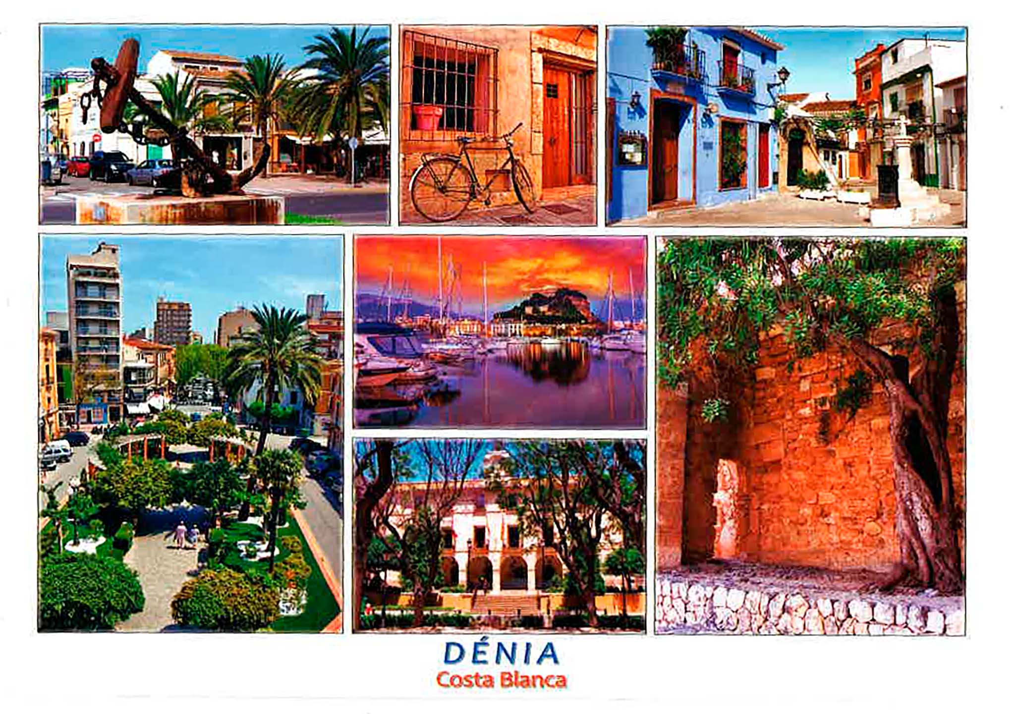 Baix la Mar y el ayuntamiento en una postal de Dénia
