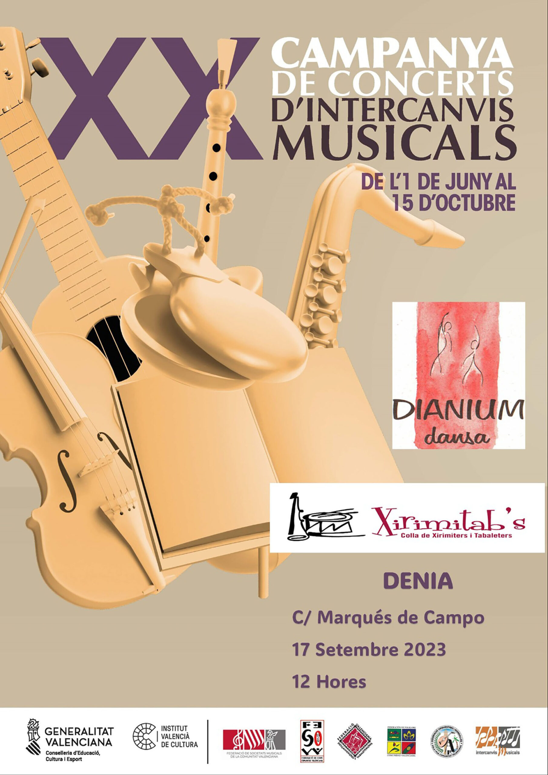 Cartel de la Campanya d’Intercanvis Musicals en Dénia