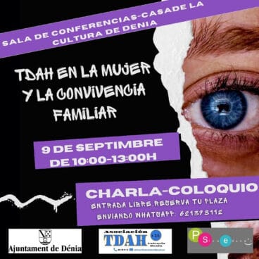 Cartel de la conferencia de la Asociación TDAH+16 en Dénia