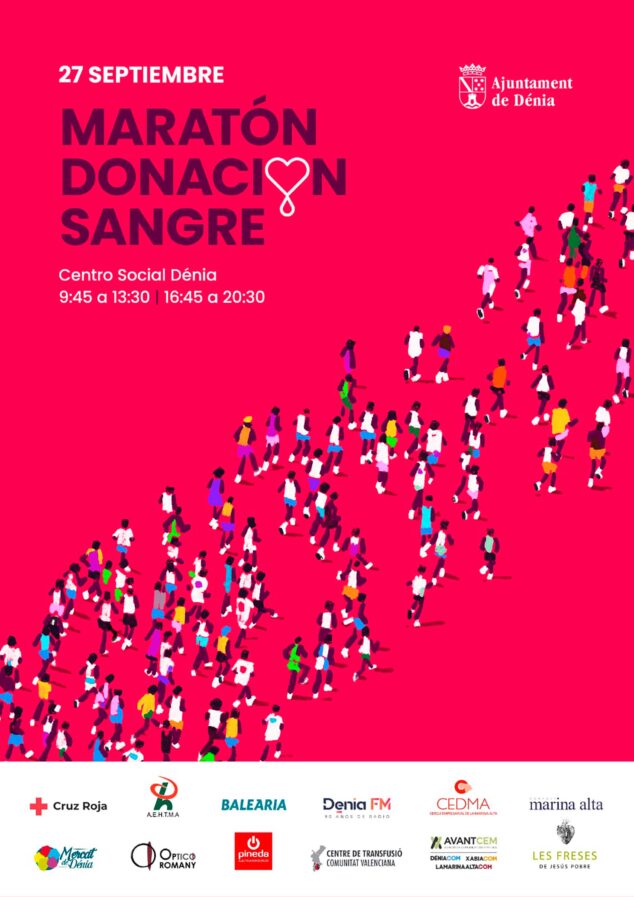 Imagen: Cartel de la maratón de donación de sangre del Ayuntamiento de Dénia
