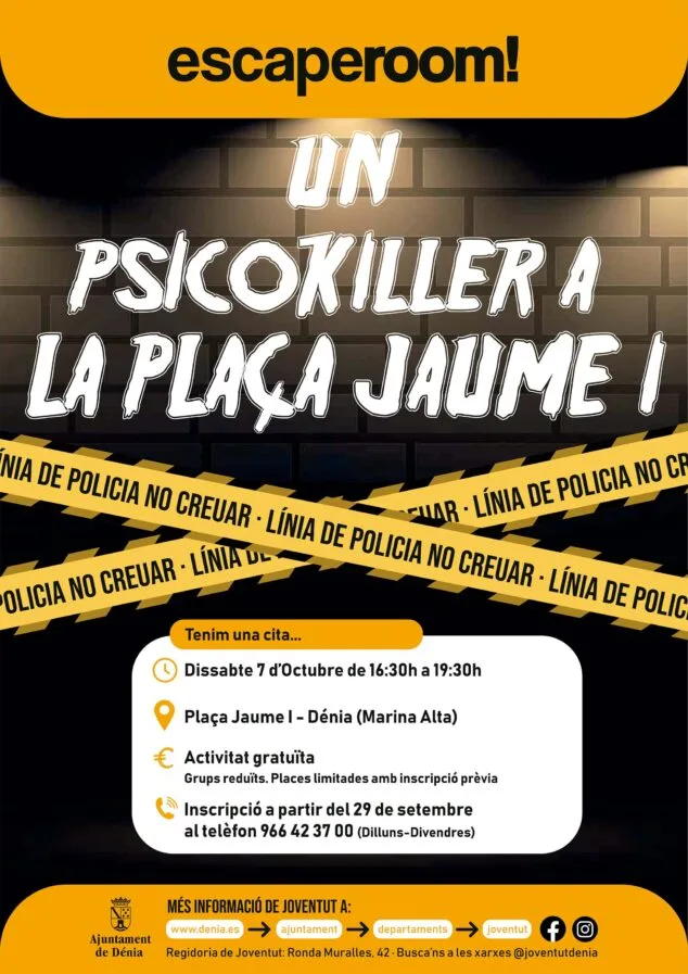 cartel del escape room del 7 de octubre de denia