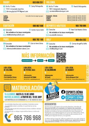 Ofertas deportivas de Dénia que abren matriculación