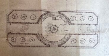 Plano original del proyecto de la Plaza de Cristo Rey (actual Glorieta del País Valencià) | Arxiu Municipal de Dénia