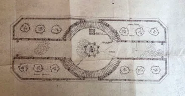 Plano original del proyecto de la Plaza de Cristo Rey (actual Glorieta del País Valencià) | Arxiu Municipal de Dénia