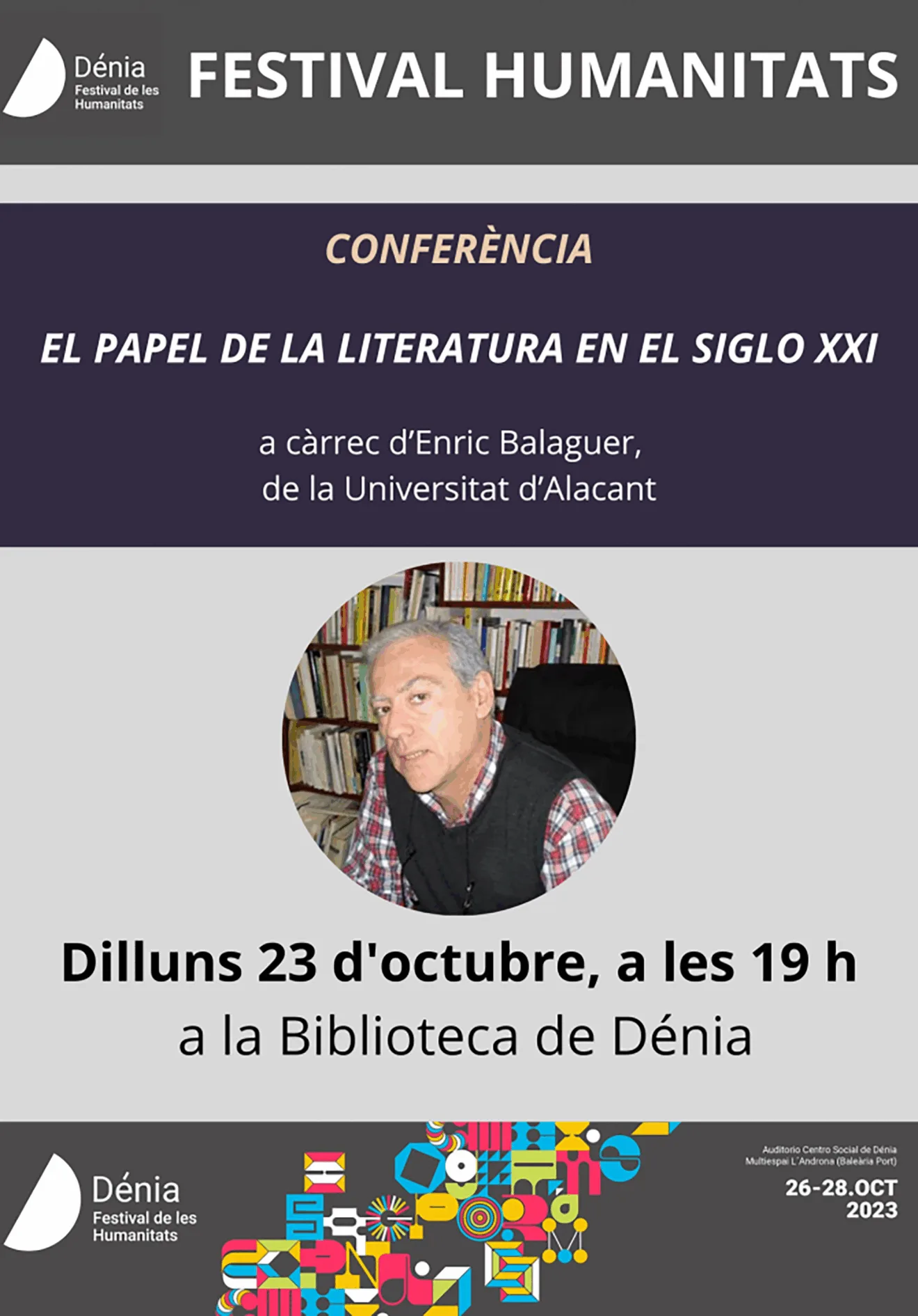 Cartel de la conferencia de Enric Balaguer en Dénia
