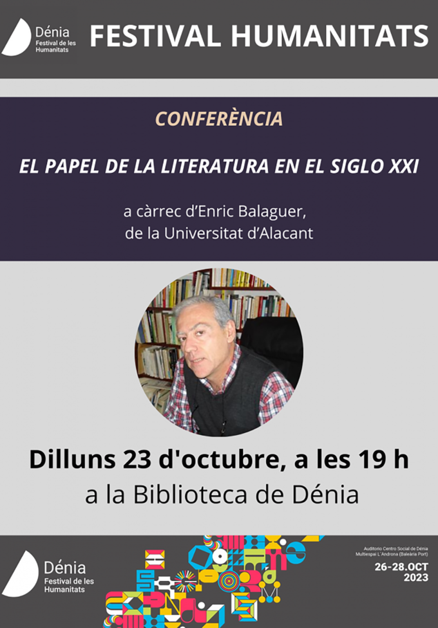 Imagen: Cartel de la conferencia de Enric Balaguer en Dénia