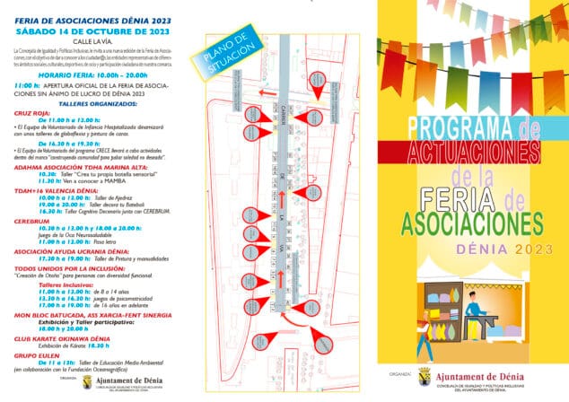 Más de cuarenta entidades locales y comarcales se darán cita en la Feria de Asociaciones de Dénia 2 Imagen: Programa de la Feria de Asociaciones 2023 de Dénia