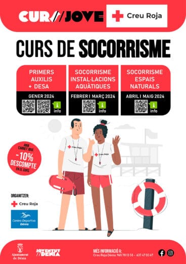 Cartel curso de socorrismo de Dénia