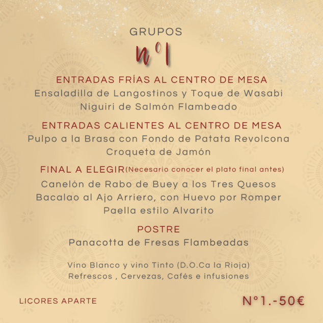 celebra con tus compancc83eros de trabajo con un menu selecto