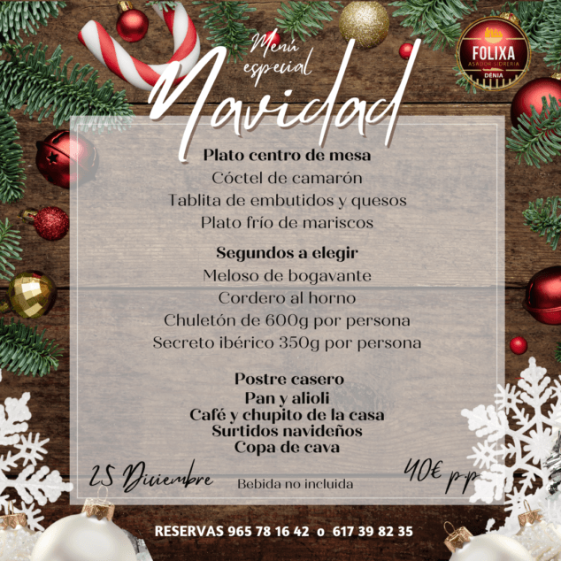 menu de nadal 2023 de folixa rostidor sidreria