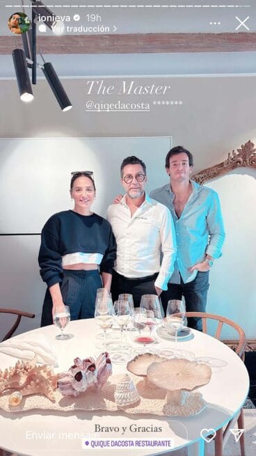 Tamara Falcó y Iñigo Onieva junto al chef Quique Dacosta