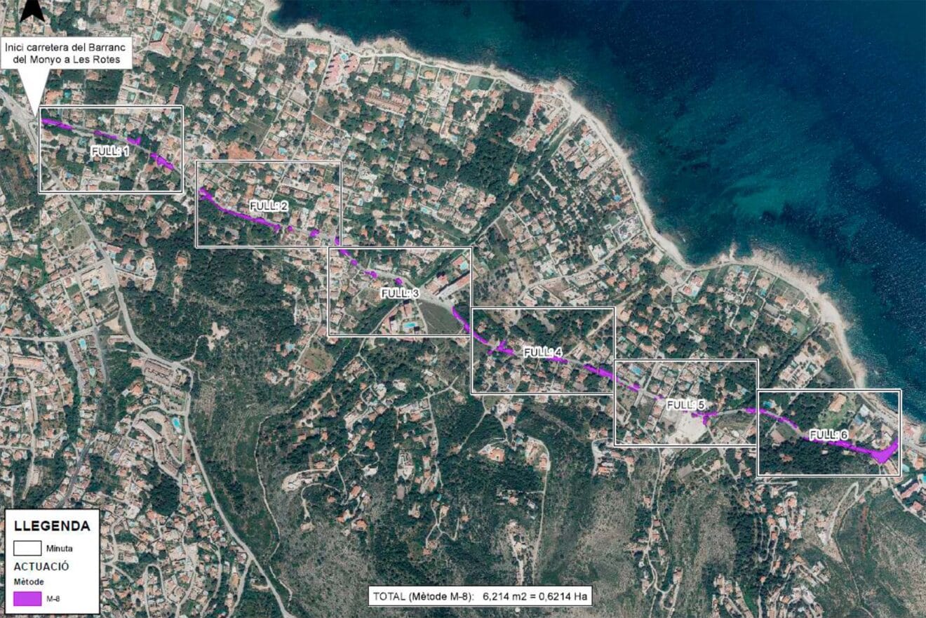 Zona de actuación en el Barranc del Monyo