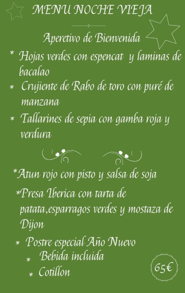 degusta el menu de nochevieja para desdir el ancc83o como te mereces