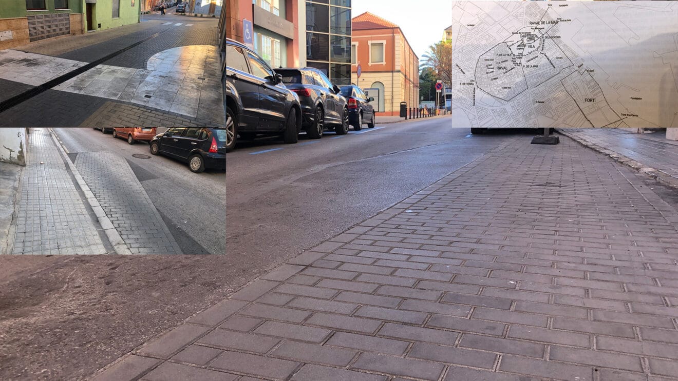 Diferencias de material en el acabado de calle Colón portada