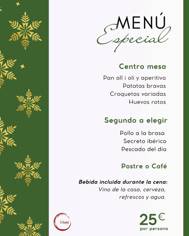 este es el menu especial con el que disfrutar en navidad en el redoli