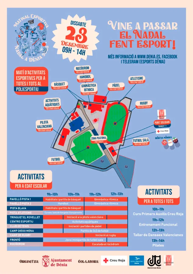 Así será la Matinal Deportiva de Navidad para recibir las festividades en Dénia 2 Imagen: Programación de la Matinal Deportiva de Navidad en Dénia