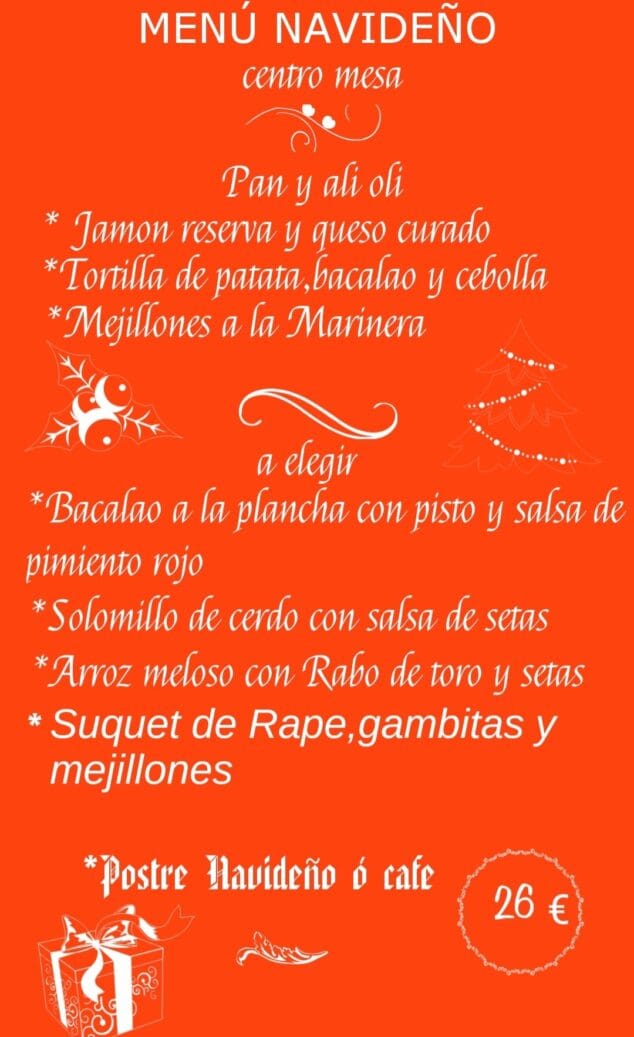 un menu navidencc83o en el canto