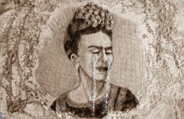 Frida Kahlo con lágrimas de pellets