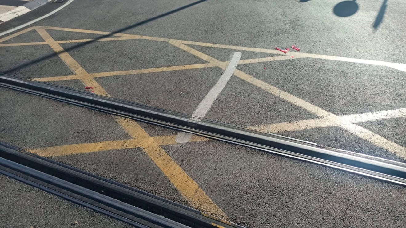 Lugar del accidente en las vías del TRAM de Dénia