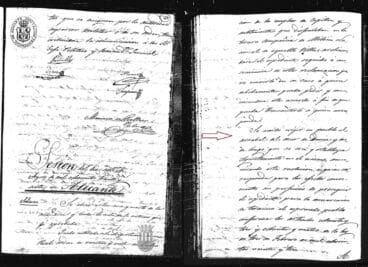 Acta de la Diputación de Alicante del 7 de agosto de 1837 donde se firma la independencia de Diana, barrio marinero de Dénia (facilitada por Javier Calvo)