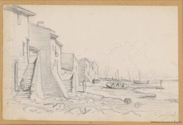 Barrio de Baix la Mar dibujado por Rafael Monleón aproximadamente en 1870 | Fuente: Biblioteca Nacional (facilitado por Javier Calvo)