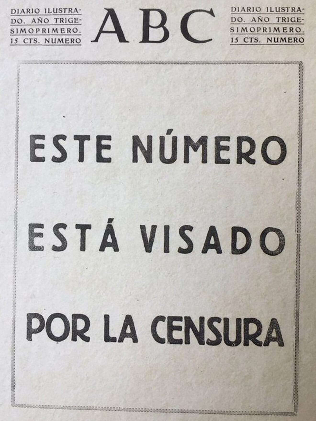 Periódico ABC revisado por la censura