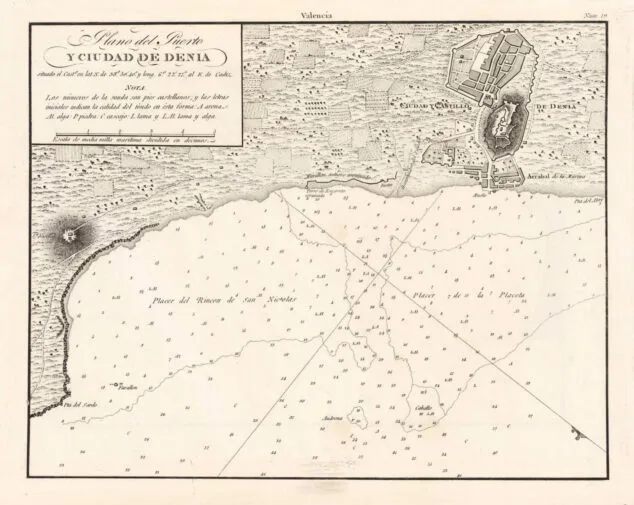 El choque entre barriadas de Dénia que provocó la independencia de Baix la Mar: el nacimiento de Diana 2 Imagen: Plano del puerto y ciudad de Dénia en 1813 (facilitado por Javier Calvo)