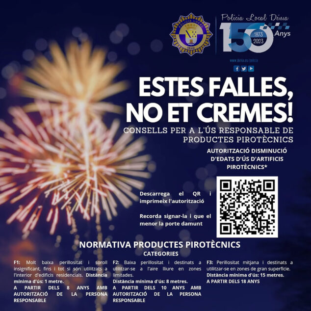 Imagen: Cartel de la campaña «Estes Falles, no et cremes!» en Dénia