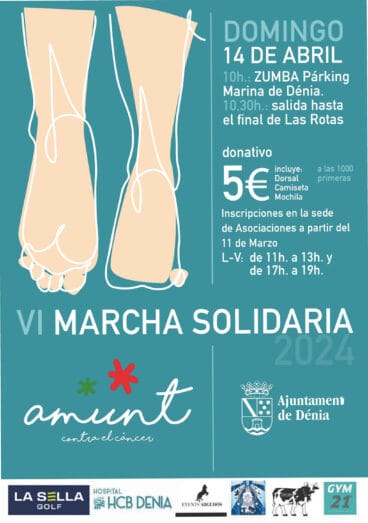 Cartel de la VI Caminata Solidaria Contra el Cáncer en Dénia 2024