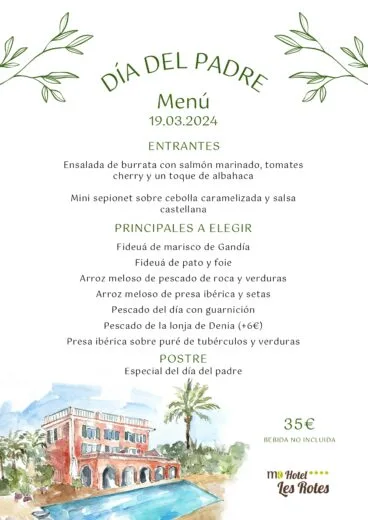 Menú del Día del Padre en Hotel les Rotes