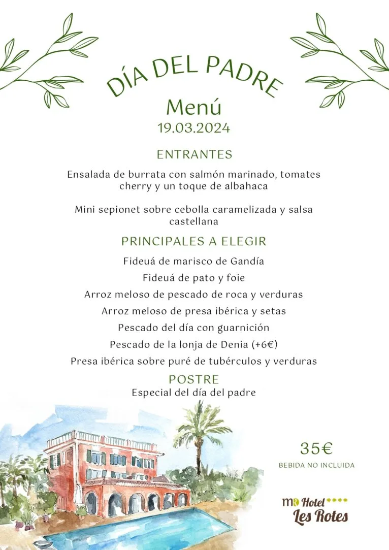Menú del Día del Padre en Hotel les Rotes