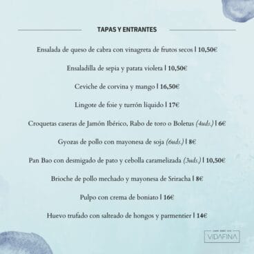 Platos elaborados para degustar sabrosas tapas