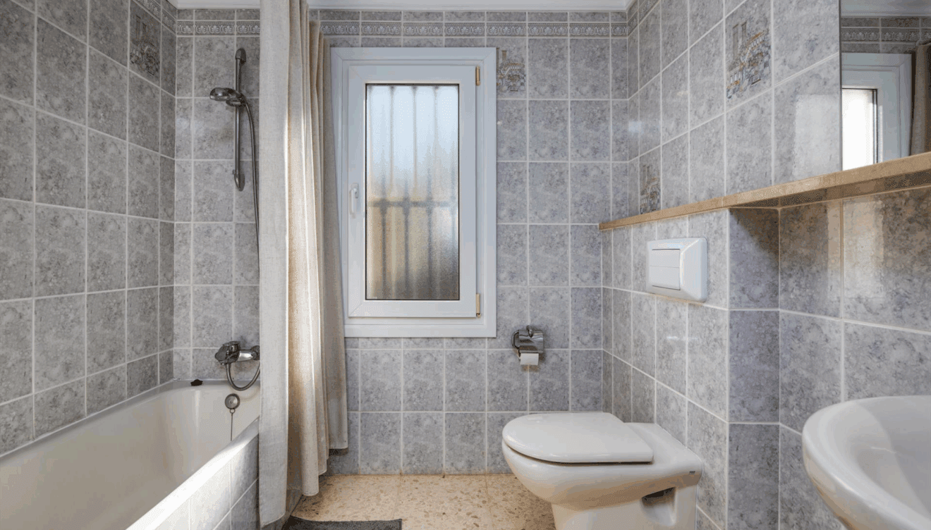 Un baño moderno y amplio en esta vivienda
