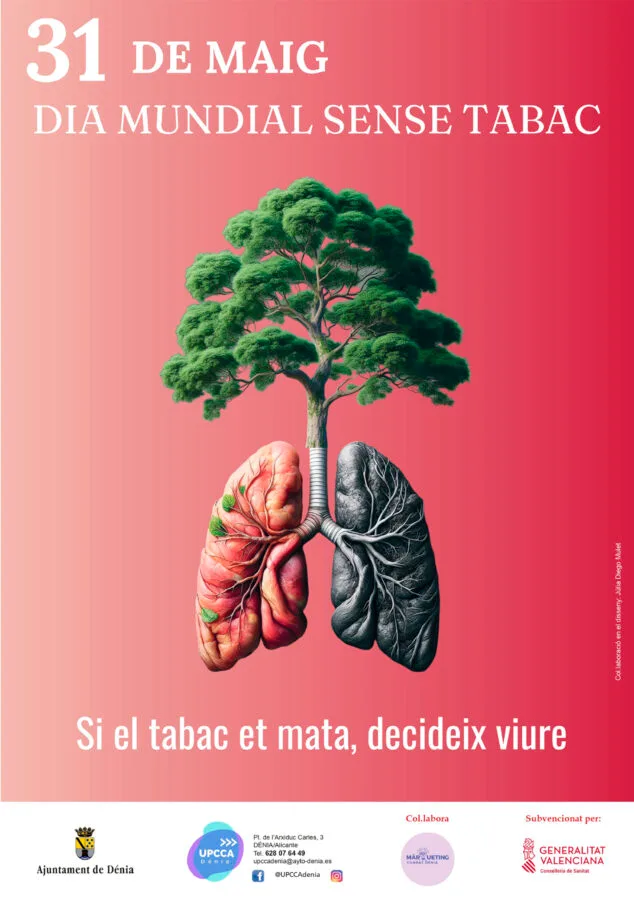 Imagen: Cartel del Día Mundial Sin Tabaco 2024 en Dénia