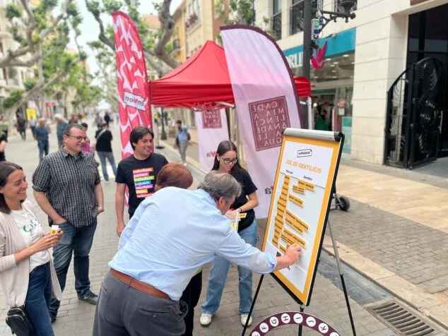 Imagen: Miembros del Ayuntamiento de Dénia participan en la iniciativa de la Acadèmia Valenciana de la Llengua en Marqués de Campo
