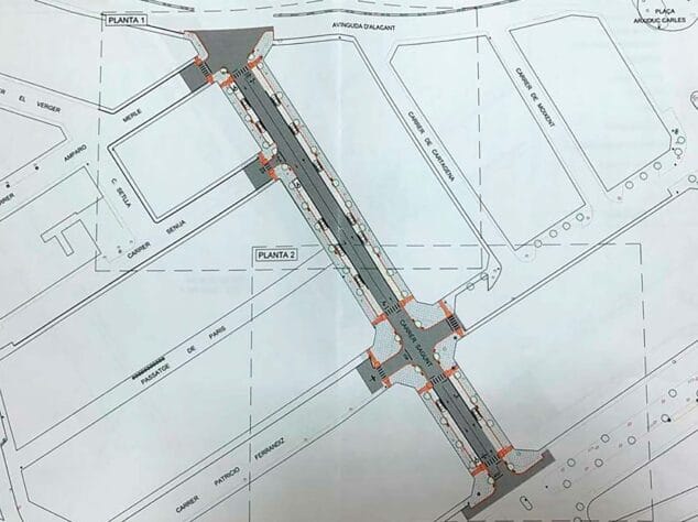 Imagen: Plano de la reurbanización del carrer Sagunt de Dénia