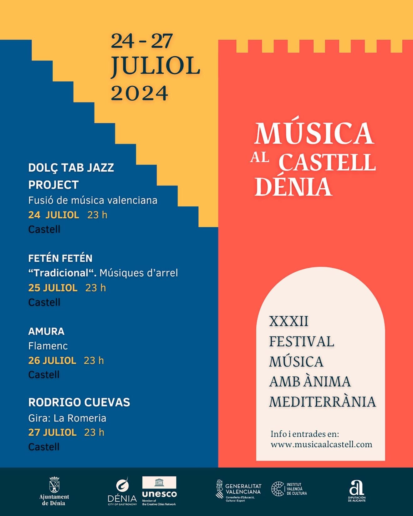 Cartel Música al Castell de Dénia 2024