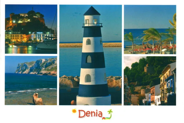 La Dénia de postal: cómo ha evolucionado la imagen con la que se vende la ciudad al turismo 13 Imagen: El faro de Marina de Dénia en una postal