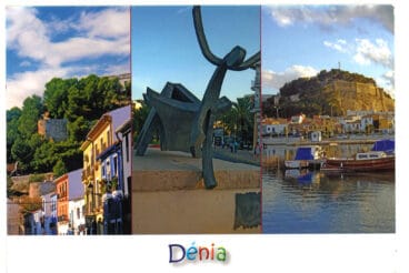 Postal de Dénia con Baix la Mar y puerto