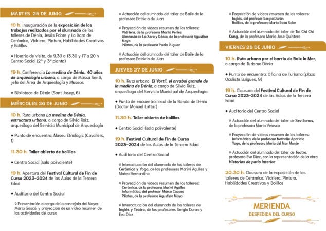 Imagen: Programación del festival cultural de fin de curso de las Aulas de la Tercera Edad