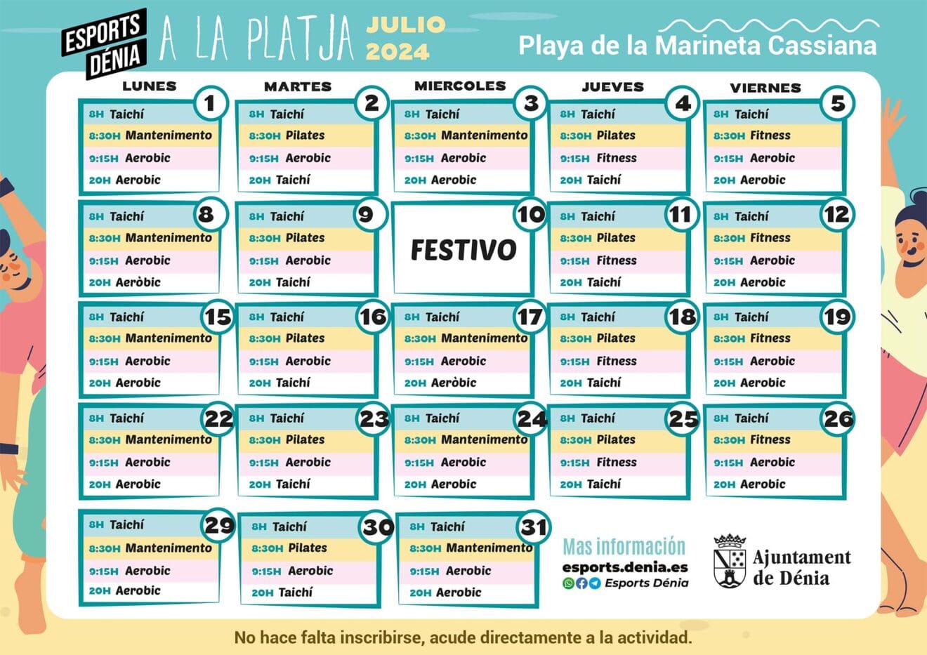Actividades deportivas gratuitas en la Marineta Cassiana en julio