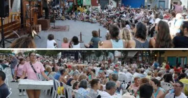 Mayores y niños en fiestas de Dénia