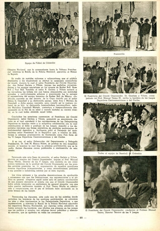 Imagen: Página de las las memorias de los V Juegos Centroamericanos y del Caribe de 1946
