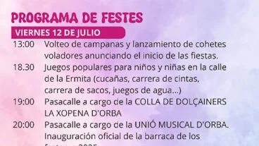 Programa fiestas de Orbeta dest