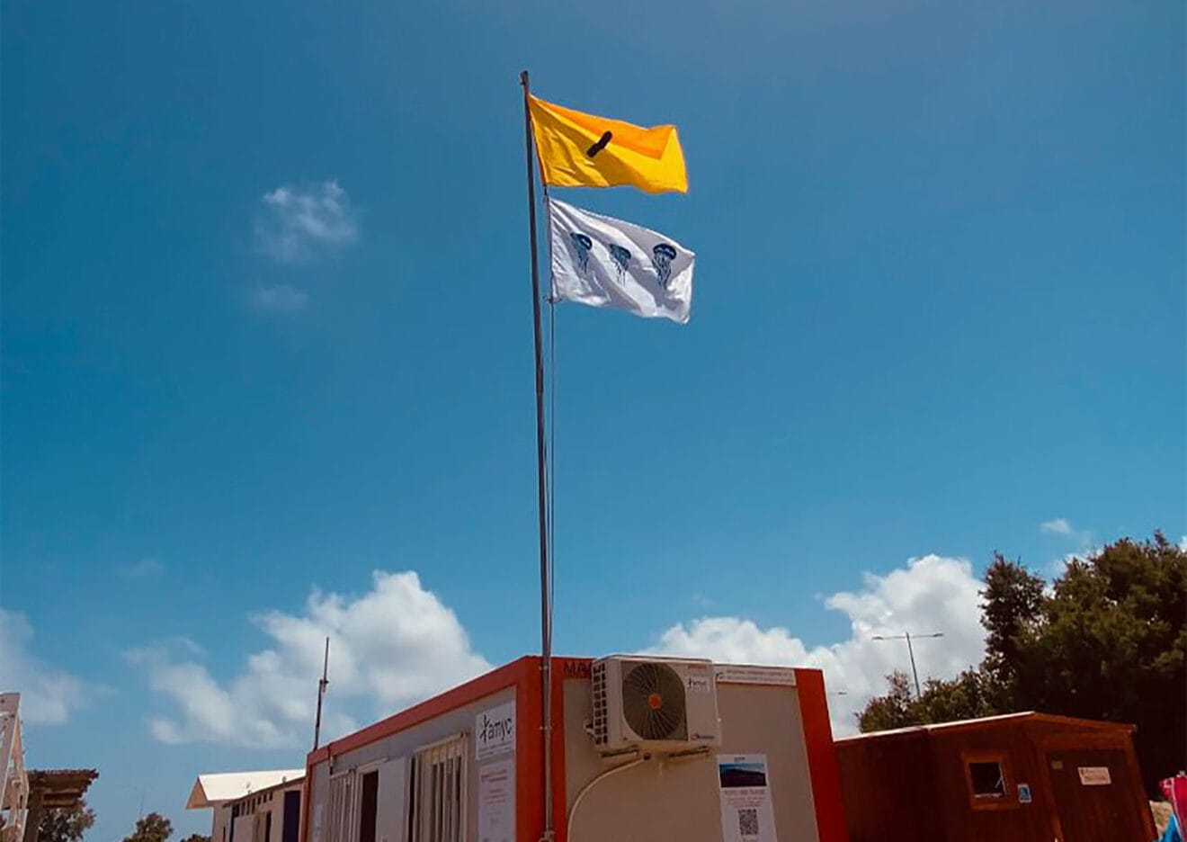 Bandera de medusas en una playa de Dénia